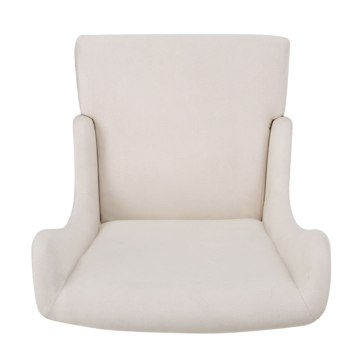 Upholstered dining chair beige fabric with high back and curved arms on Tampa Home and Garden Store