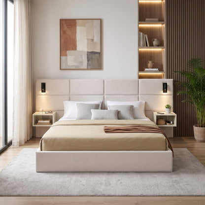 King Upholstered Smart Bed and Reading Light