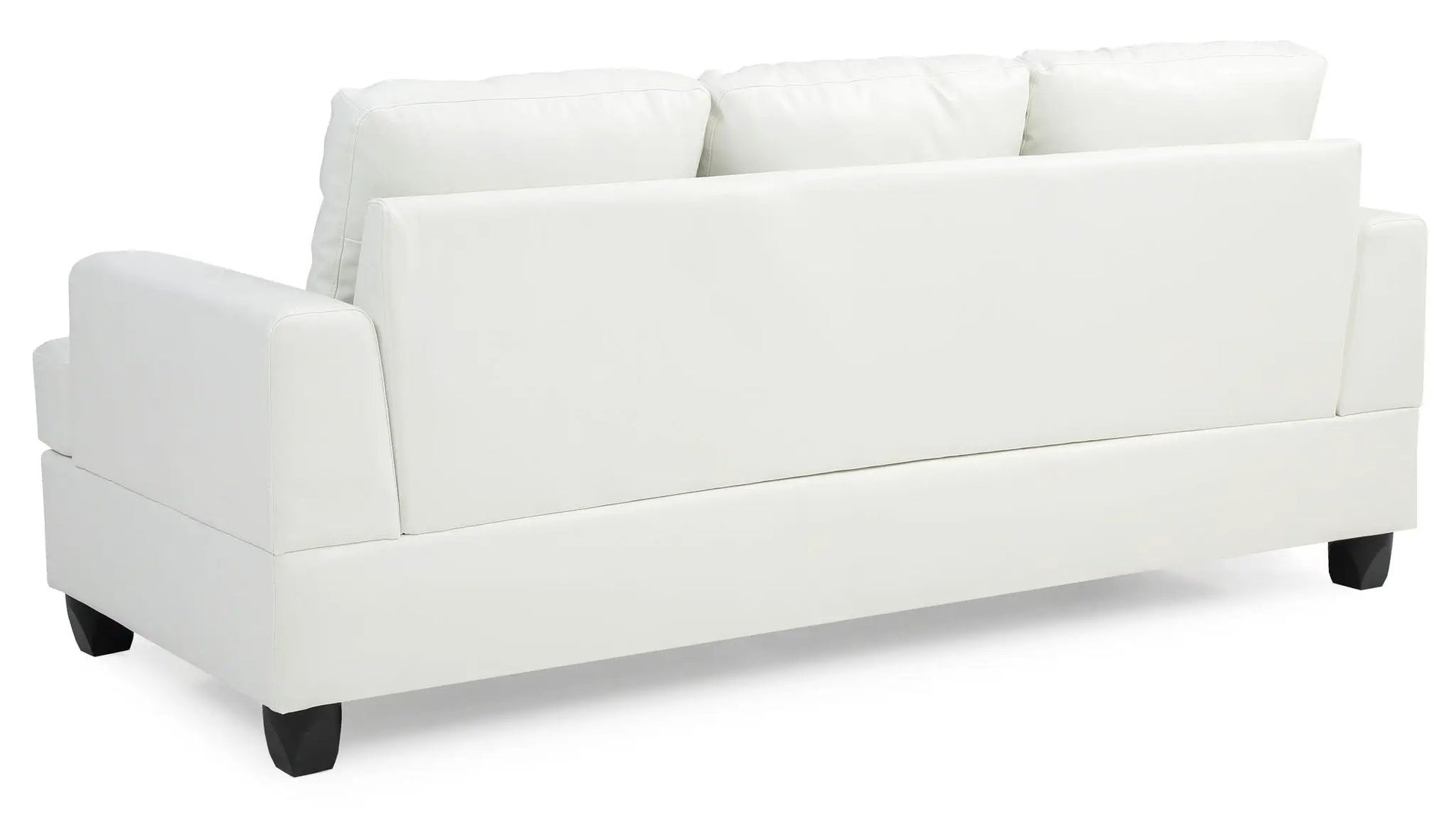 Sandridge sofa, white leather upholstery, Unique Piece Furniture stationary sofa, black legs on Tampa Home & Garden Store
