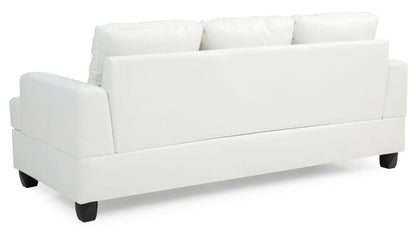 Sandridge sofa, white leather upholstery, Unique Piece Furniture stationary sofa, black legs on Tampa Home & Garden Store