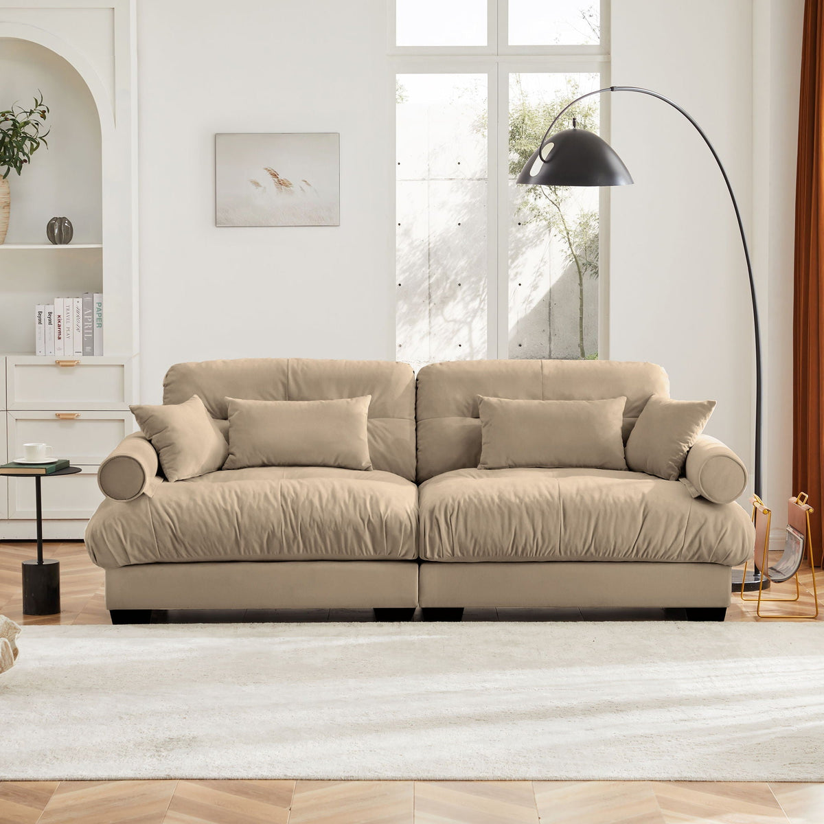 Large Modern Sofa With Cloud Comfort And Pillows