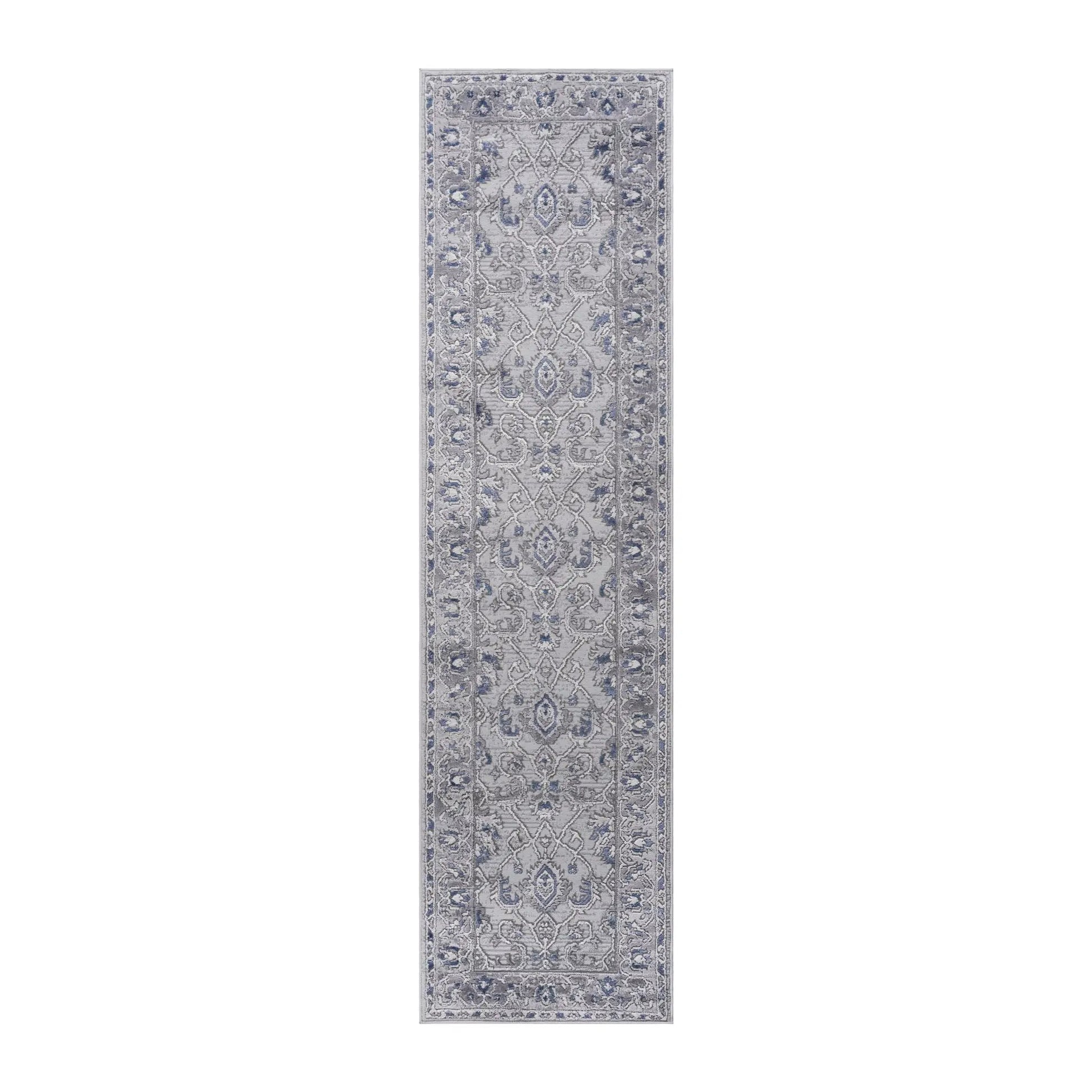 Marfi Trendy Oriental Runner Rug gray-blue with medallion pattern by Unique Piece Furniture on Tampa Home & Garden Store