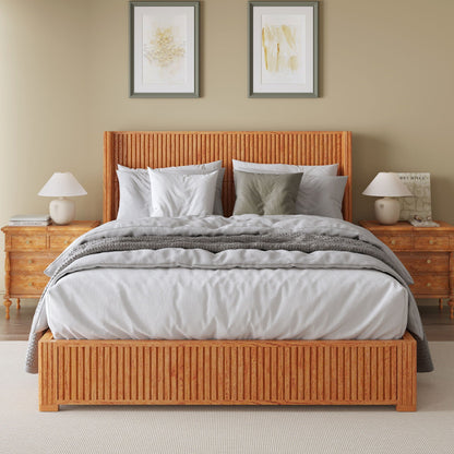 Modern Platform Bed Frame with Tall Headboard