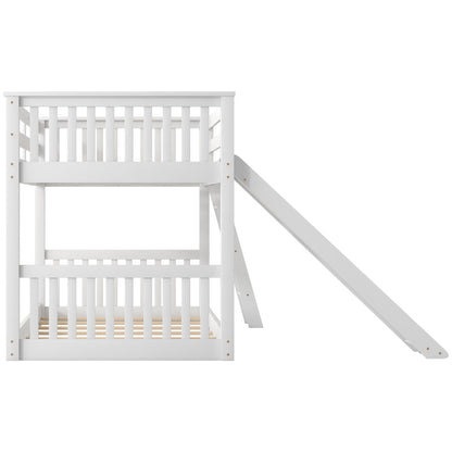 White bunk bed with integrated slide and ladder, slatted guard rails on Tampa Home & Garden Store