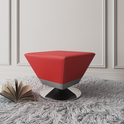 Diamond Accent Ottoman red leather trapezoid silhouette with glossy finish by HouseOfZazla on Tampa Home & Garden Store