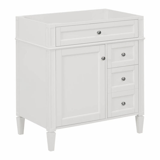 White bathroom vanity base with 2 drawers and tip-out drawer on Tampa Home & Garden Store