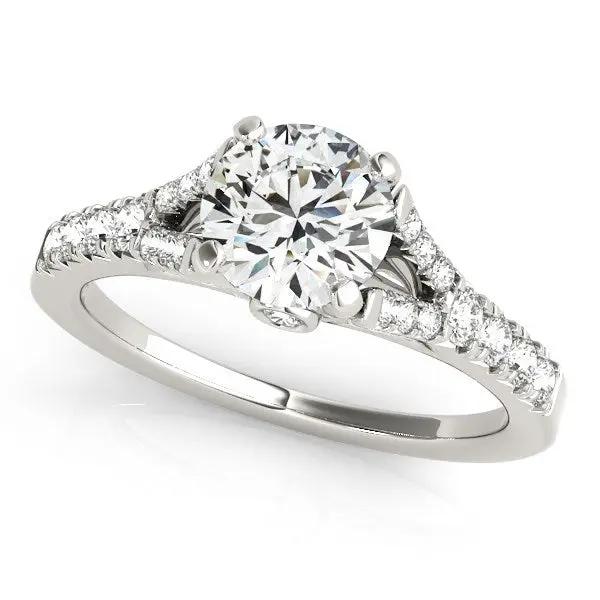 14k white gold engagement ring with split-shank, prong-set center stone and pave band 1 3/8 cttw on Tampa Home & Garden Store