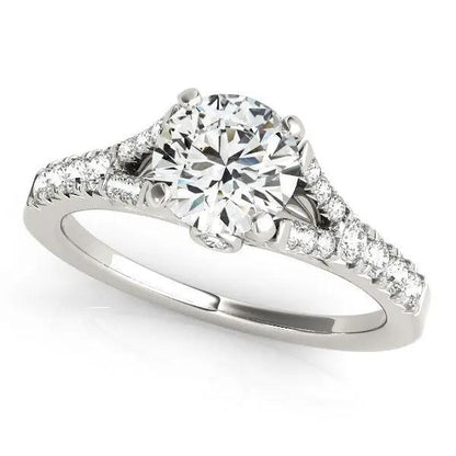 14k white gold engagement ring with split-shank, prong-set center stone and pave band 1 3/8 cttw on Tampa Home & Garden Store
