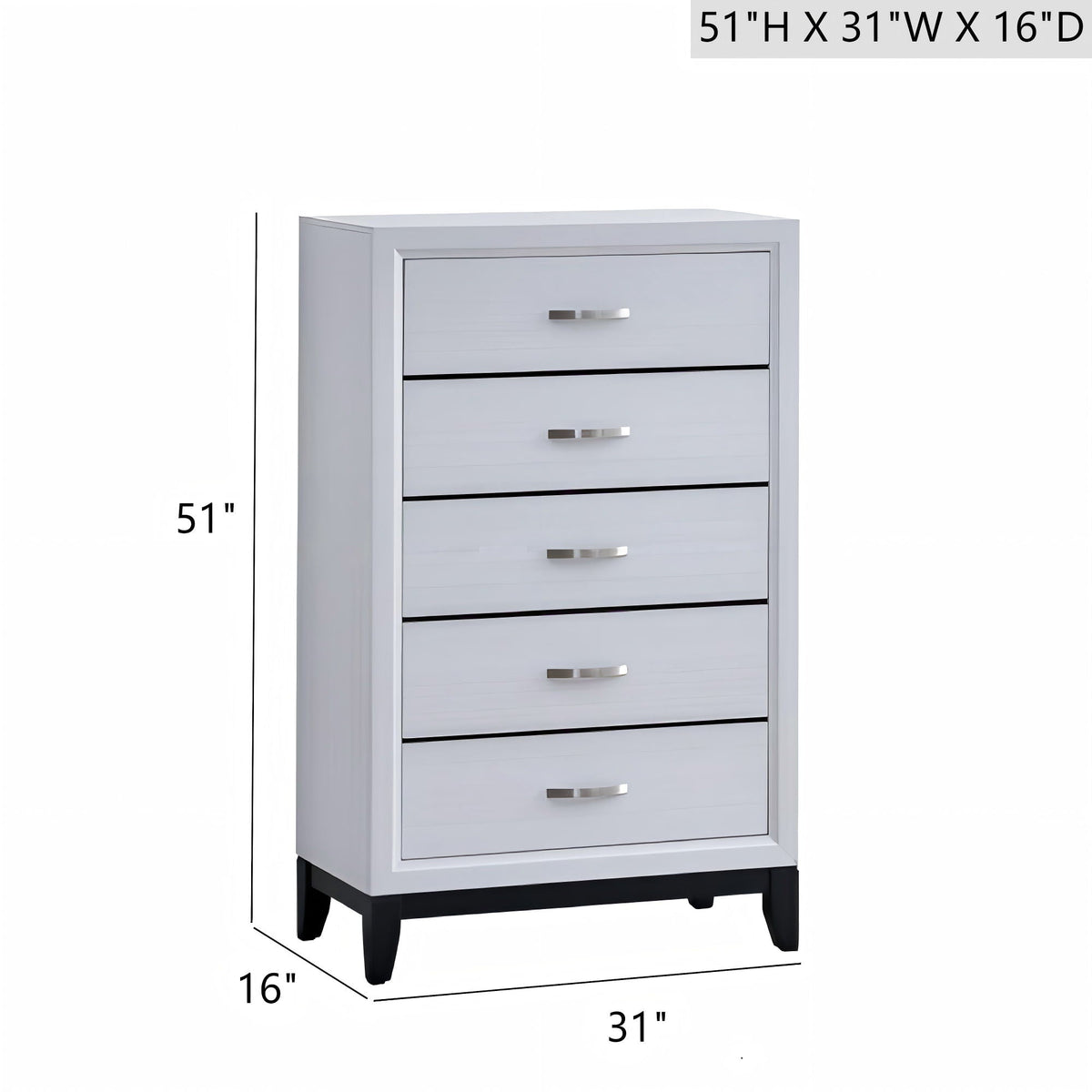 5-Drawer Dovetail Accent Chest gray and white finish with silver hardware on Tampa Home & Garden Store