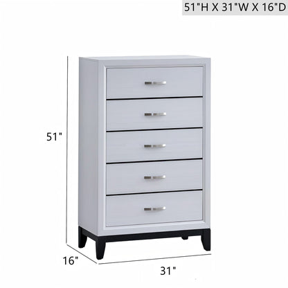 5-Drawer Dovetail Accent Chest gray and white finish with silver hardware on Tampa Home & Garden Store