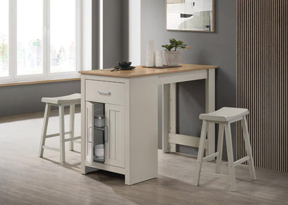 Small Space Counter Height Table with Cabinet & 2 Stools white wood top HouseOfZazla on Tampa Home & Garden Store