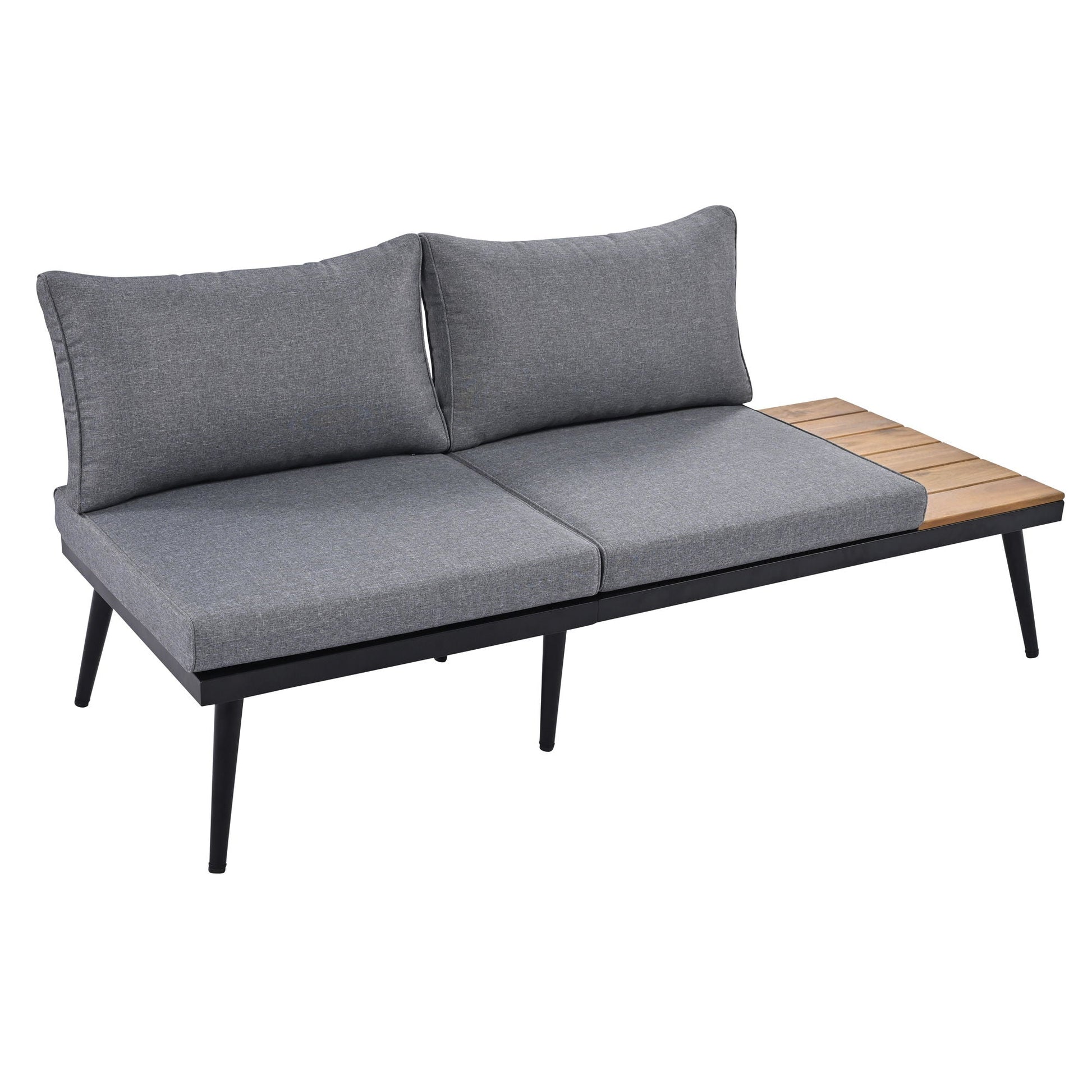 Modern Outdoor Sectional Sofa Set With Nesting Coffee Tables, 6-piece, gray cushions, HouseOfZazla on Tampa Home & Garden Store