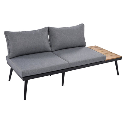 Modern Outdoor Sectional Sofa Set With Nesting Coffee Tables, 6-piece, gray cushions, HouseOfZazla on Tampa Home & Garden Store