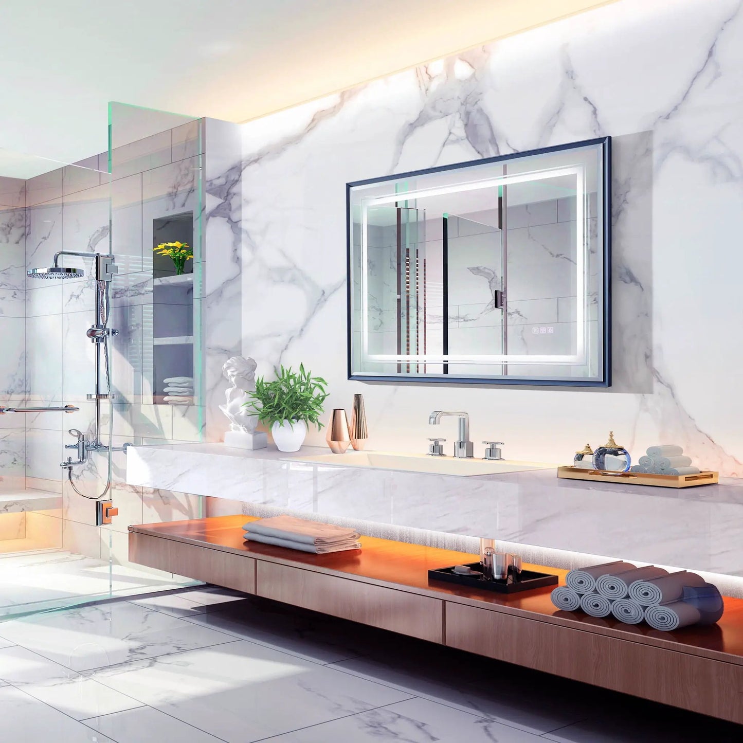 Led Beveled Front and Backlit Mirror for Bathroom