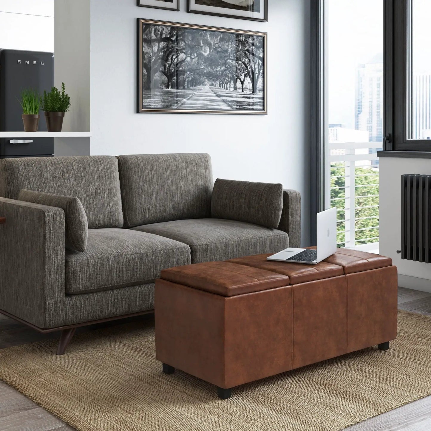 Avalon Upholstered Storage Ottoman With Trays
