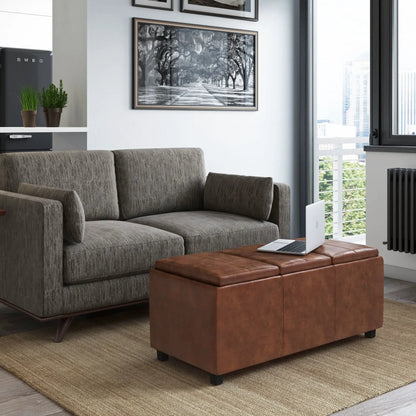 Avalon Upholstered Storage Ottoman With Trays