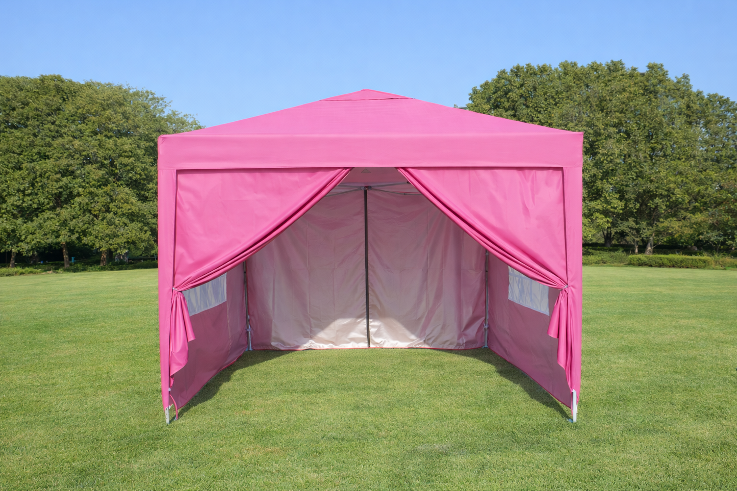10x10 ft pink outdoor pop up gazebo canopy tent HouseOfZazla with sidewalls on Tampa Home & Garden Store