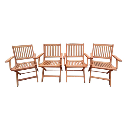 Foldable Teak Patio Set and Four Outdoor Chairs