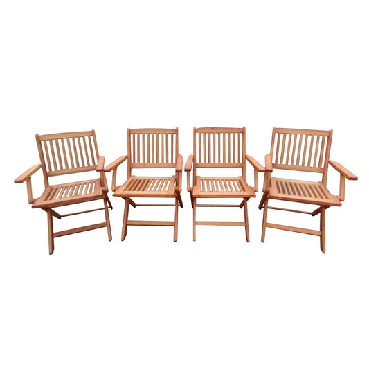 Foldable Teak Patio Set and Four Outdoor Chairs