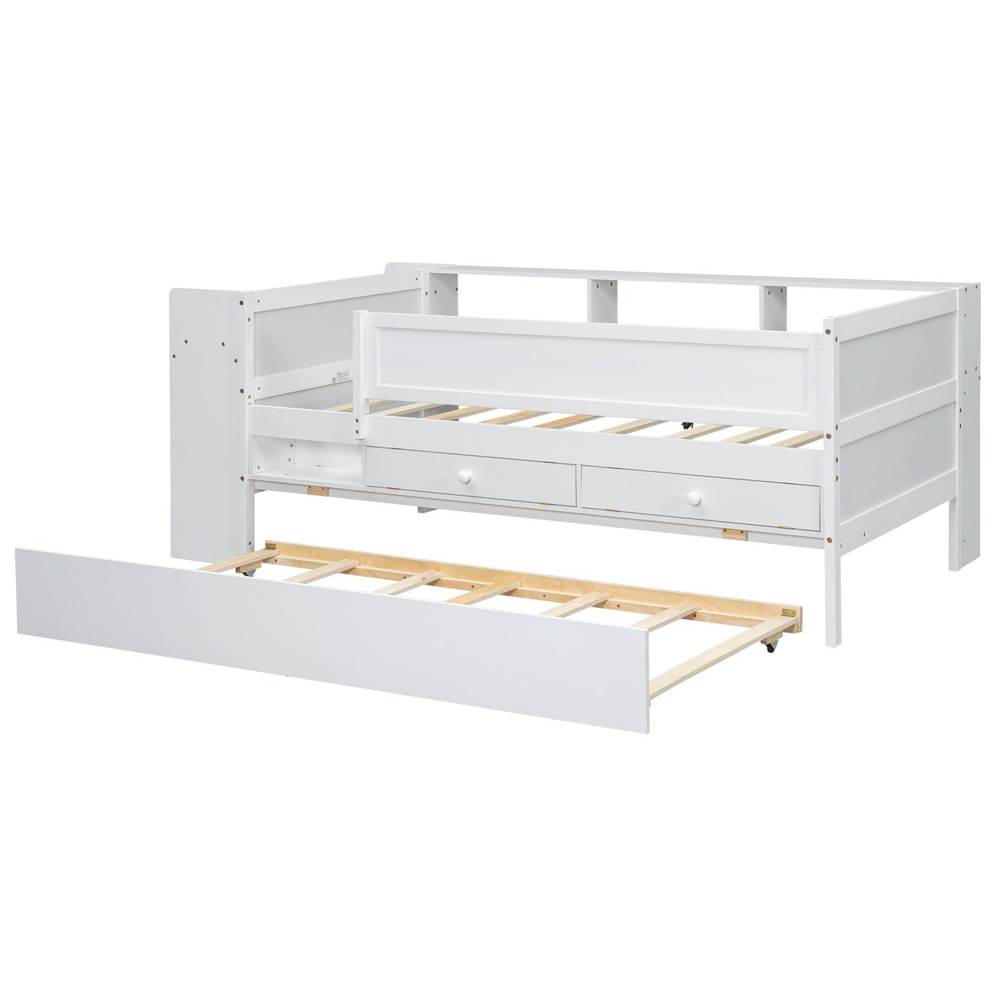 Twin white daybed with drawers and trundle, slatted base, HouseOfZazla on Tampa Home & Garden Store