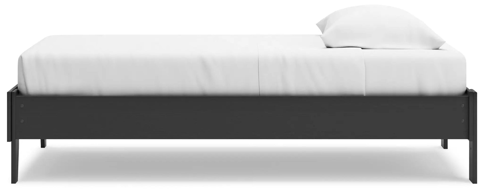 Socalle platform bed dark wood frame with white mattress and pillow on Tampa Home & Garden Store