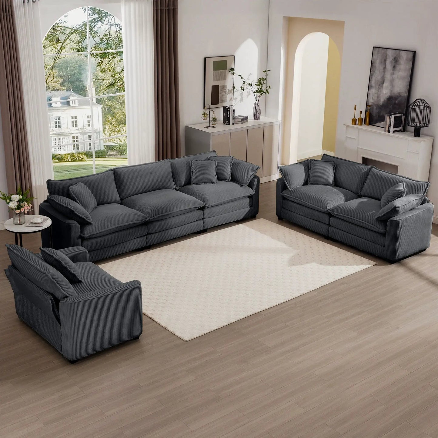 Elegant Sectional Sofa Set with Deep Seats