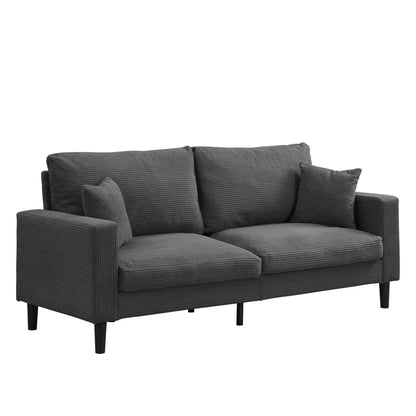 Modern Upholstered Resilience Three Seater Sofa in dark gray corduroy with black tapered legs on Tampa Home & Garden Store