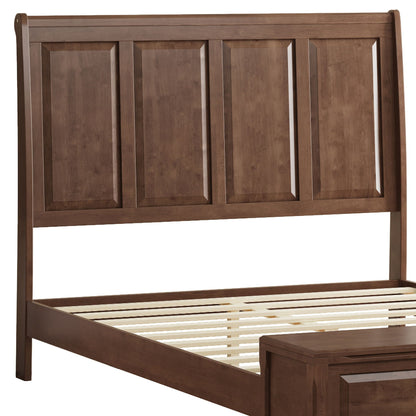 Modern Sleigh Bed with Tall Headboard and Bench