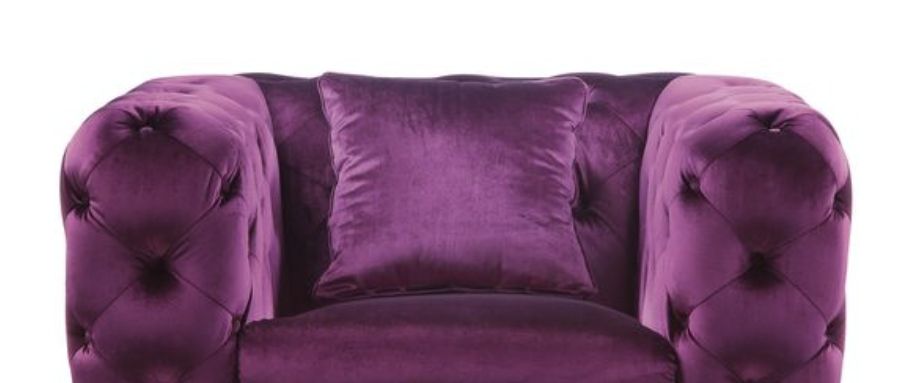Atronia Arm Chair, purple velvet with tufted arms and matching cushion by HouseOfZazla on Tampa Home & Garden Store