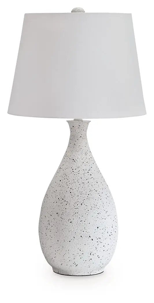 Wyattford metal table lamp white with black speckle and white shade by Unique Piece Furniture on Tampa Home & Garden Store