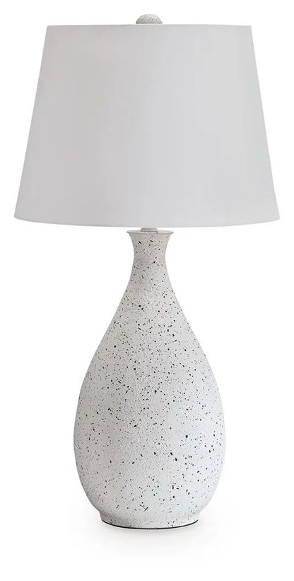 Wyattford metal table lamp white with black speckle and white shade by Unique Piece Furniture on Tampa Home & Garden Store