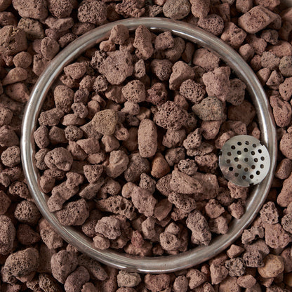 27' bowl shaped MGO 40,000 BTU propane fire pit with light grey metal ring and lava rock fill on Tampa Home & Garden Store