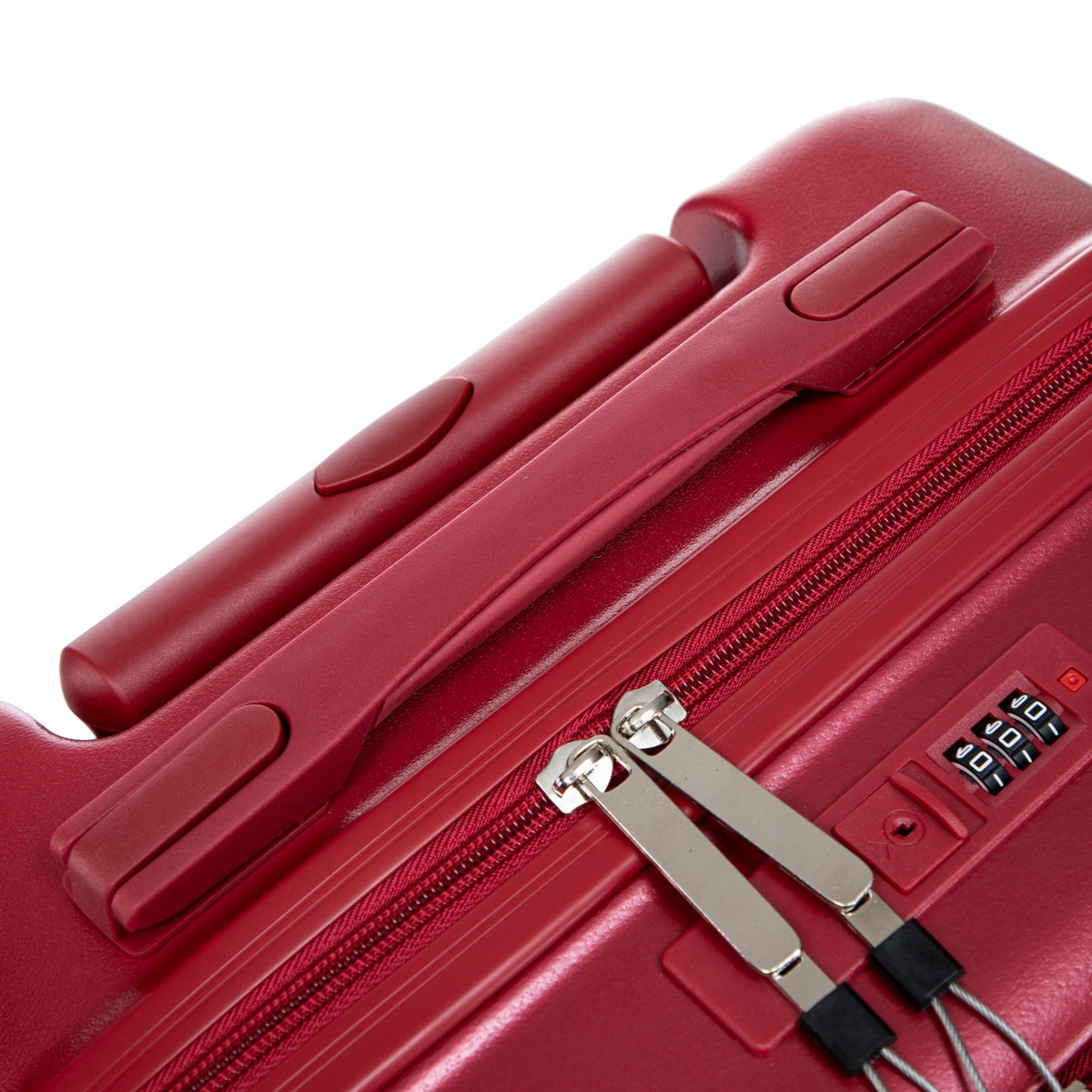 Red ABS spinner luggage set, 2-piece with front-opening design and combination locks on Tampa Home & Garden Store