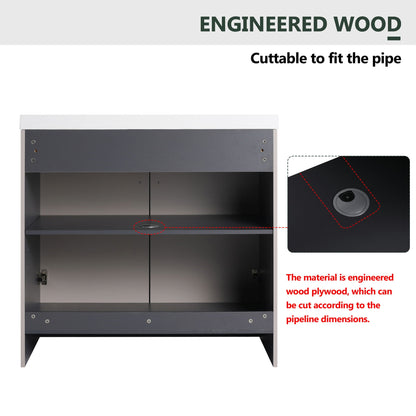 Freestanding Bath Vanity with resin sink and door, engineered plywood, dark gray, HouseOfZazla on Tampa Home & Garden Store
