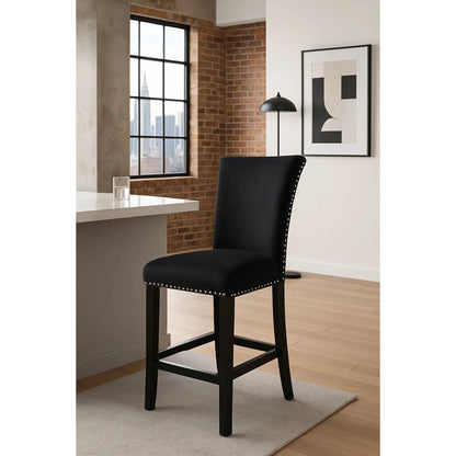 Mikha Bar Stools Set of Two in Black Velvet