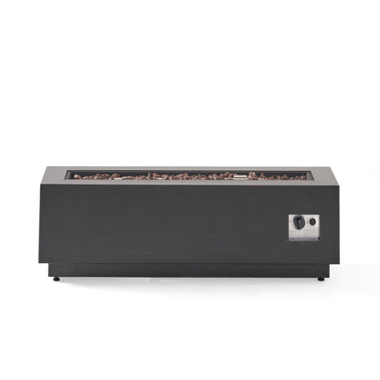 Modern dark gray 40-inch outdoor iron propane fire pit by HouseOfZazla with lava rocks on Tampa Home & Garden Store