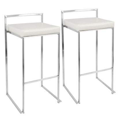 Contemporary stackable barstools with white padded seats and chrome frames pair by HouseOfZazla on Tampa Home & Garden Store