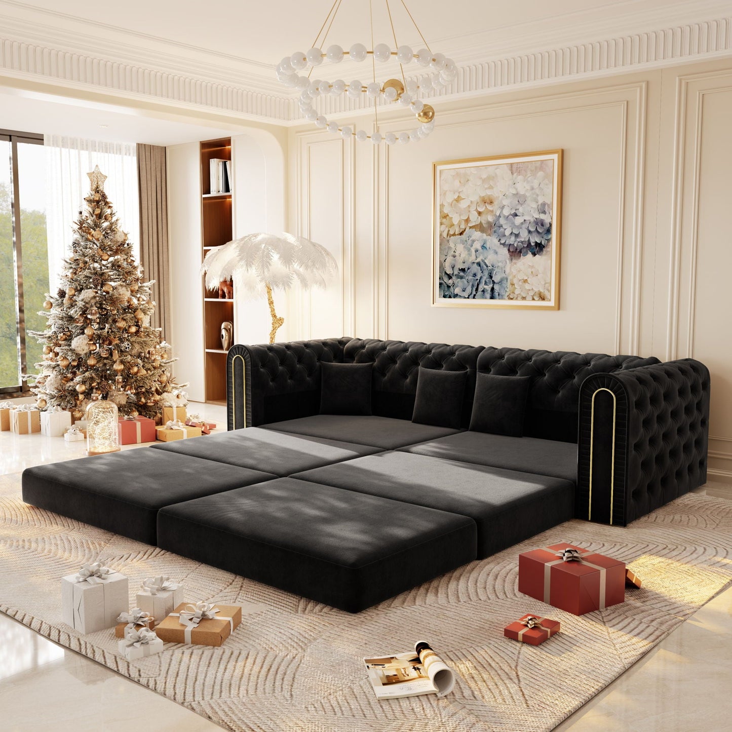3 In 1 Convertible Sofa and Ottoman Bed