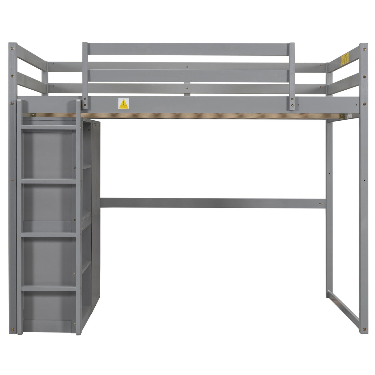Loft bed with built-in wardrobe, storage shelves, and LED light in gray metal finish on Tampa Home & Garden Store