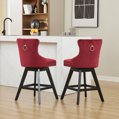 Swivel Velvet Barstools and the Wine Red Set