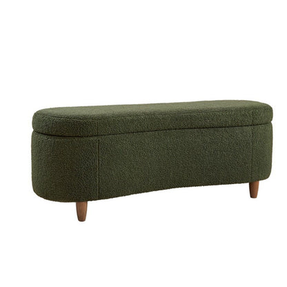 Flip Top Storage Bench with soft close hinges dark green textured fabric, wooden legs by HouseOfZazla on Tampa Home & Garden Store