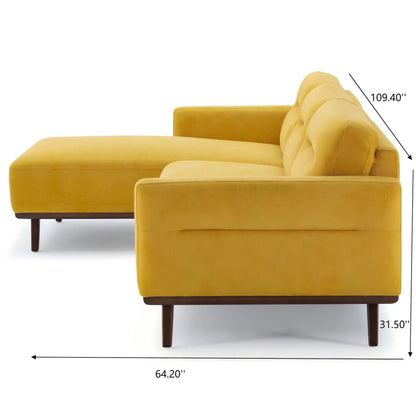 Ella L-shaped stationary sectional in yellow velvet by Unique Piece Furniture on Tampa Home & Garden Store