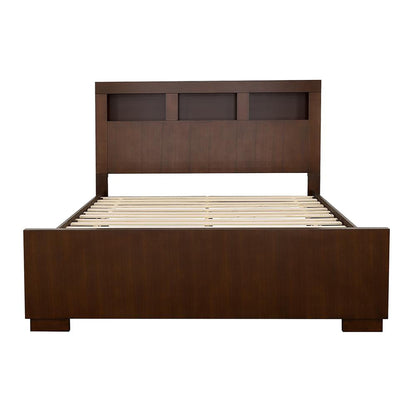 Queen bed with bookcase headboard in brown wood, storage bed by HouseOfZazla on Tampa Home & Garden Store