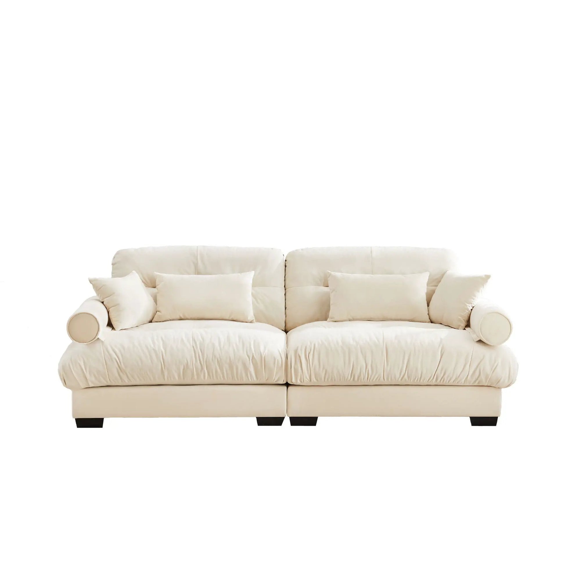 Modern sofa with bolstered arms and cream upholstery by Unique Piece Furniture on Tampa Home & Garden Store