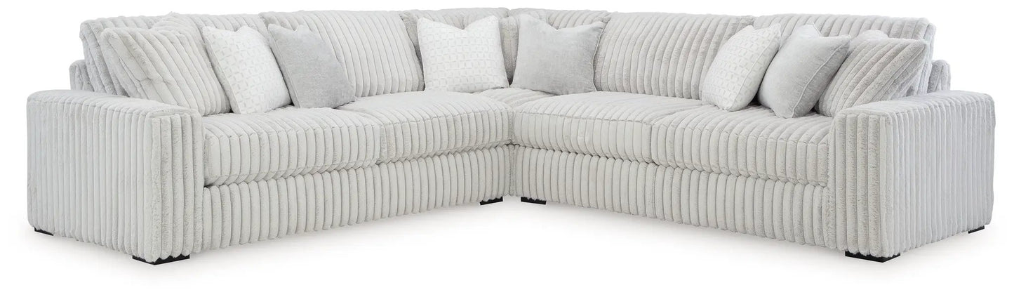 Stupendous Sectional sofa, stationary, light gray ribbed fabric with cushions, Unique Piece on Tampa Home & Garden Store