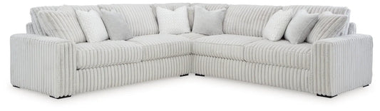 Stupendous Sectional sofa, stationary, light gray ribbed fabric with cushions, Unique Piece on Tampa Home & Garden Store