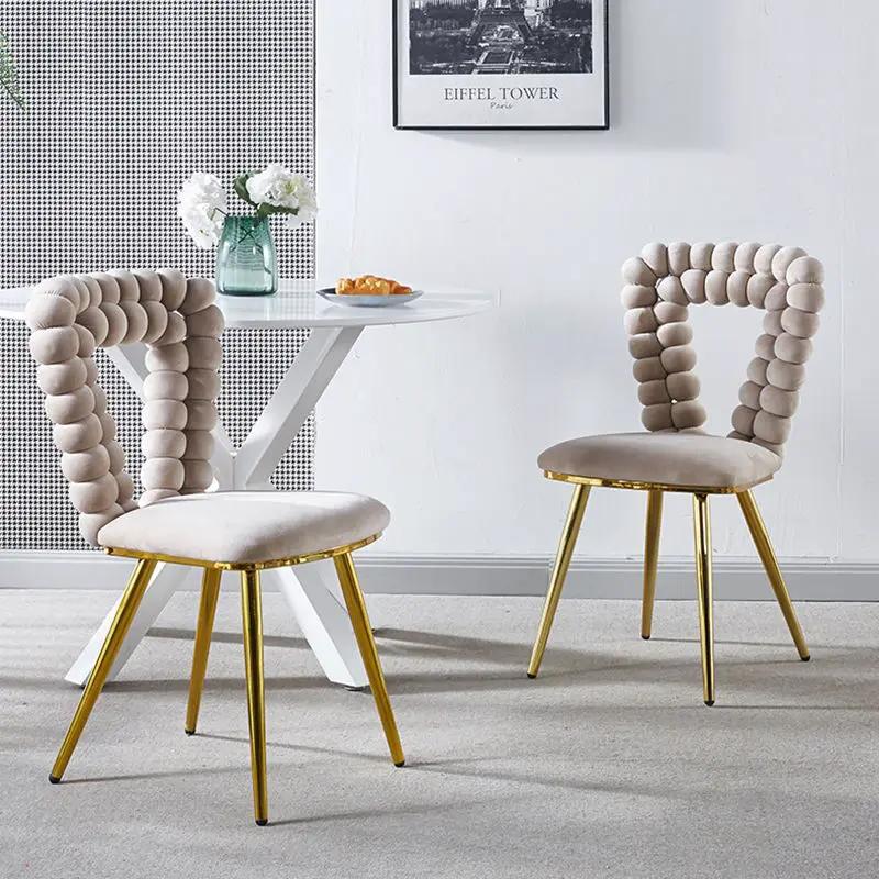 Modern Chair With Iron Tube Legs and Cushions