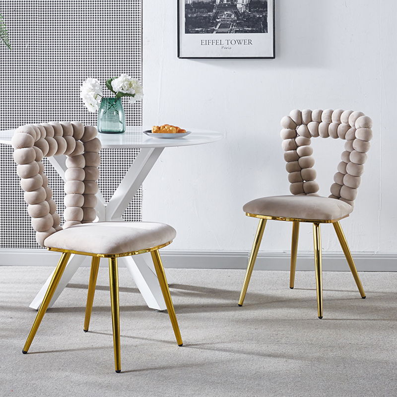 Modern Chair Set with Iron Tube Legs and soft beige cushions, 2 chairs by HouseOfZazla for kids on Tampa Home & Garden Store