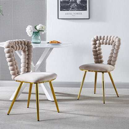 Modern Chair Set with Iron Tube Legs and soft beige cushions, 2 chairs by HouseOfZazla for kids on Tampa Home & Garden Store