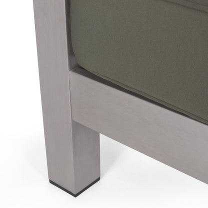Outdoor aluminum loveseat with olive-green cushions by HouseOfZazla on Tampa Home & Garden Store